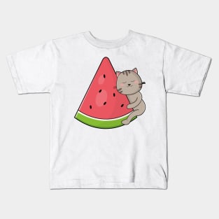 Cat with Watermelon Kids T-Shirt